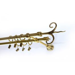 Kétsoros fém karnis szett antik arany szigony 