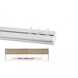   Fehér-arany görög mintás 45 mm-es előlapos egysoros műanyag mennyezeti sínes karnis 150 cm-es szett 