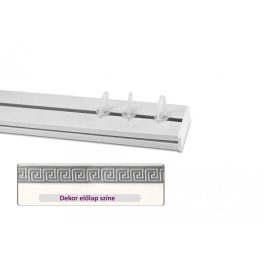   Fehér-ezüst görög mintás 45 mm-es előlapos egysoros műanyag mennyezeti sínes karnis 150 cm-es szett 